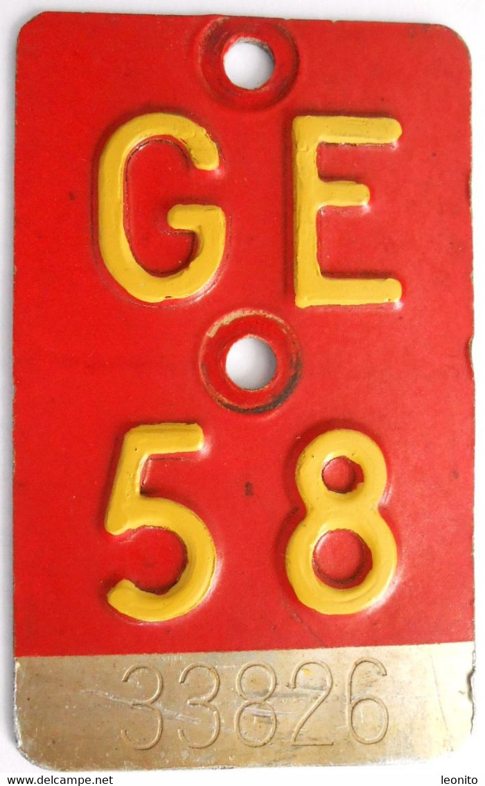 Velonummer Genf Genève GE 58 - Plaques D'immatriculation