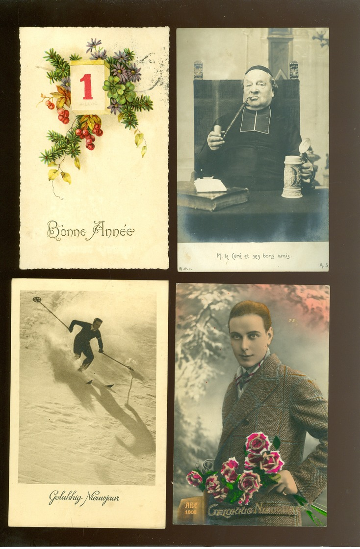 Beau lot de 60 cartes postales de fantaisie   Mooi lot 60 postkaarten van fantasie -  60 scans