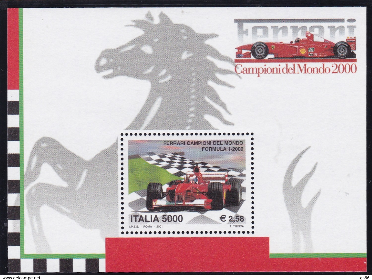 2001,  Italien, 2746 Block 28, Formel 1, Formula 1. MNH ** - Blocks & Kleinbögen