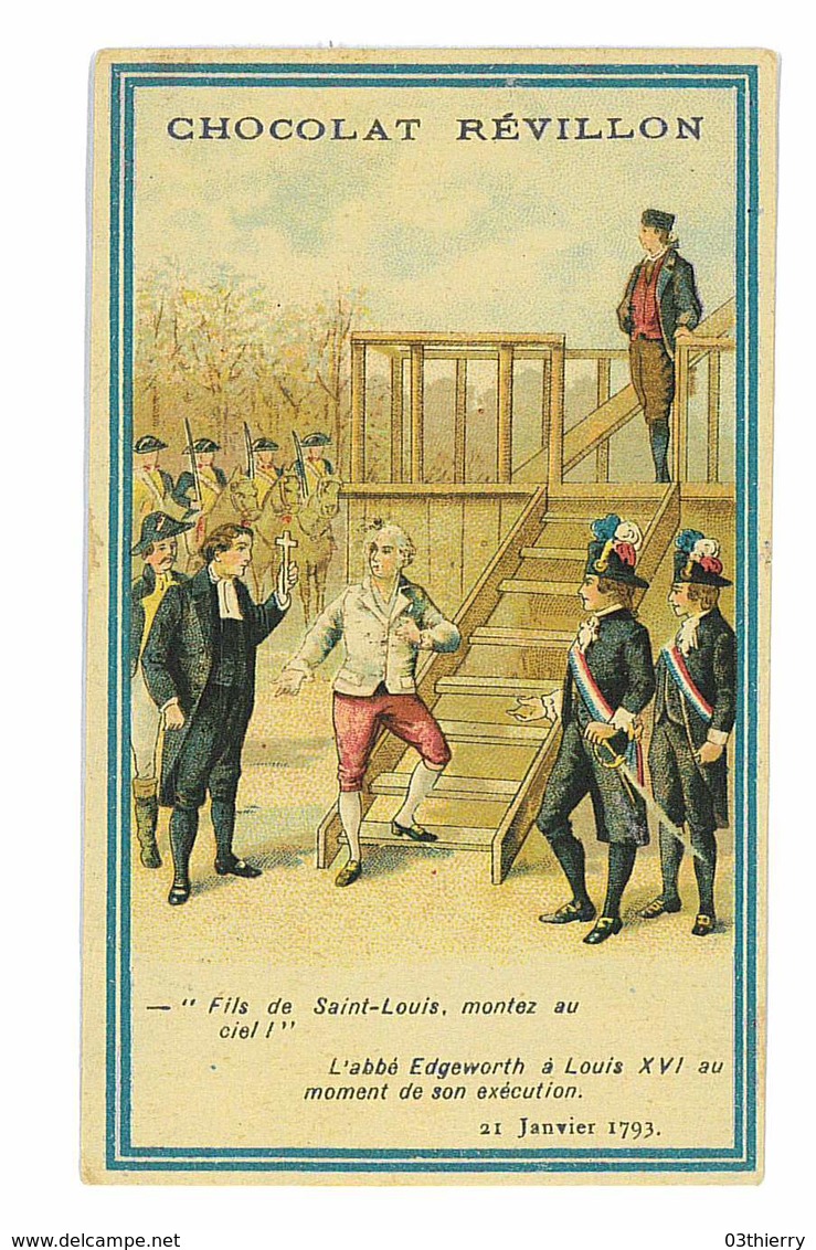 CHROMO IMAGE CHOCOLAT REVILLON LOUIS XVI AU MOMENT DE SON EXECUTION - Revillon