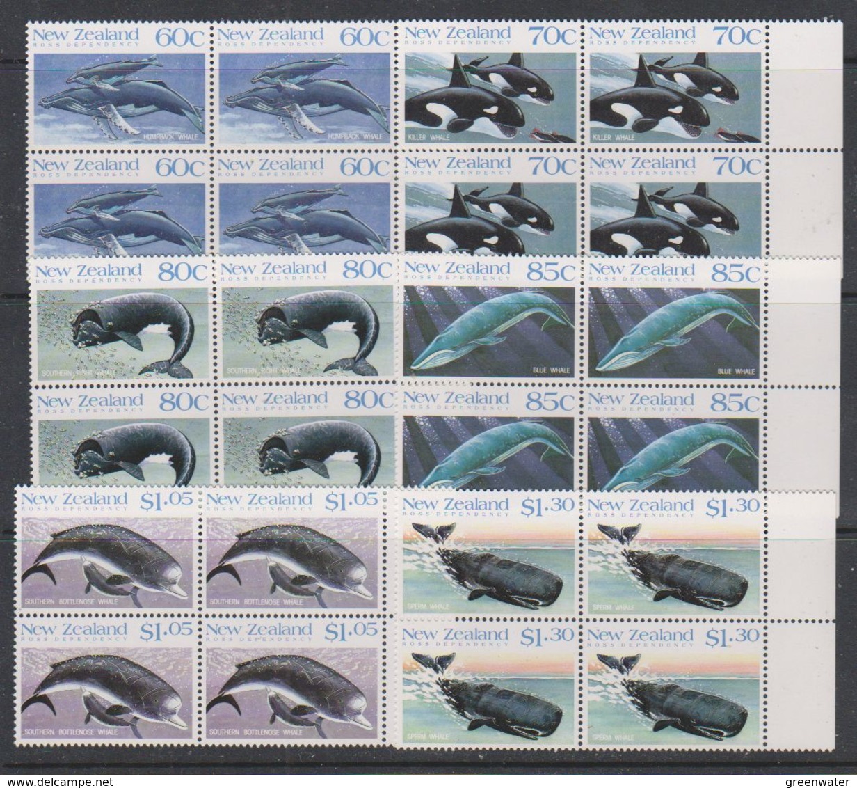 Ross Dependency 1988 Whales 6v Bl Of 4 (+margin) ** Mnh (39836C) - Ongebruikt