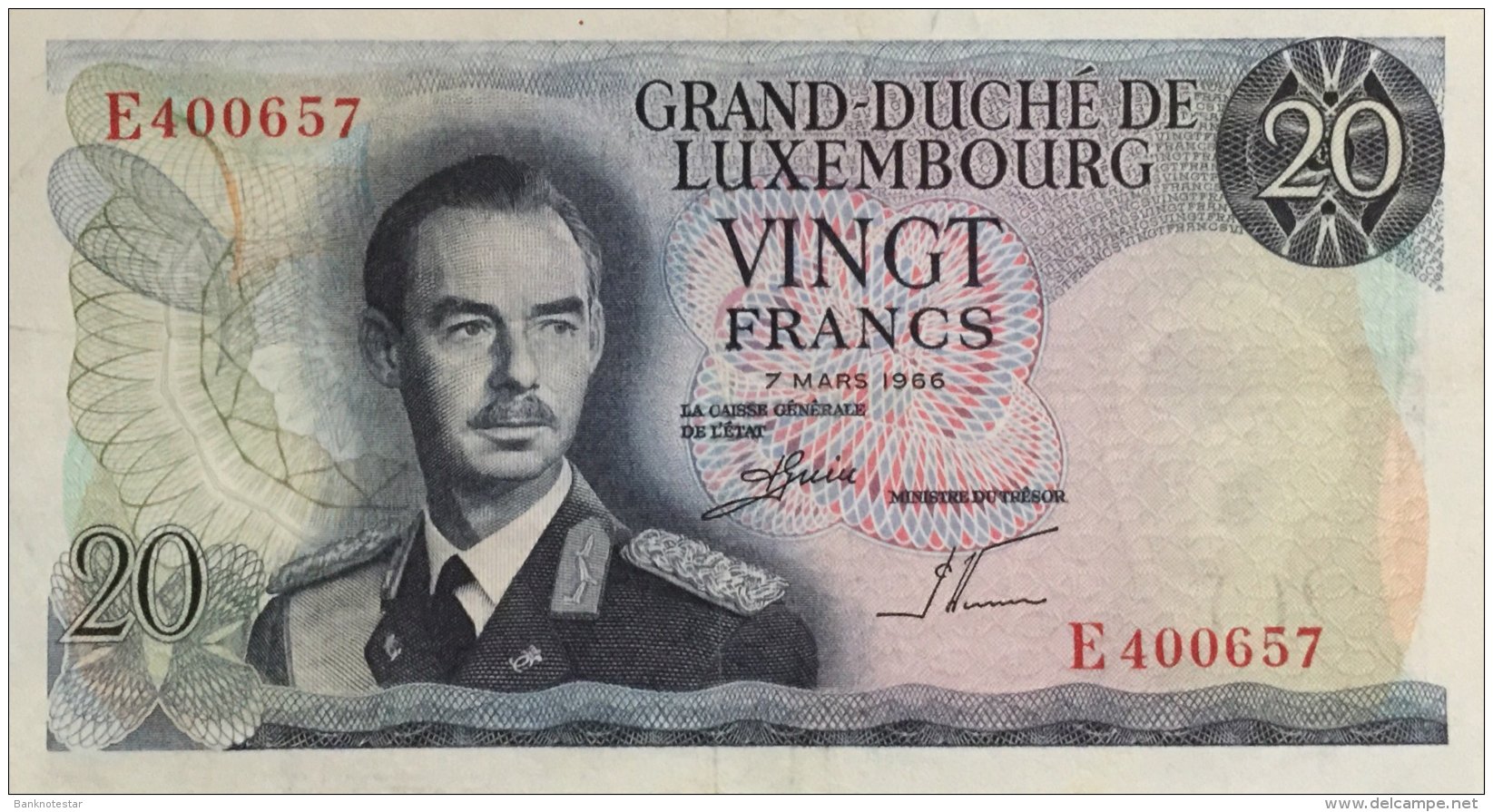 Luxemburg 20 Francs, P-54 (7.3.1966) - EF/XF - Luxemburg