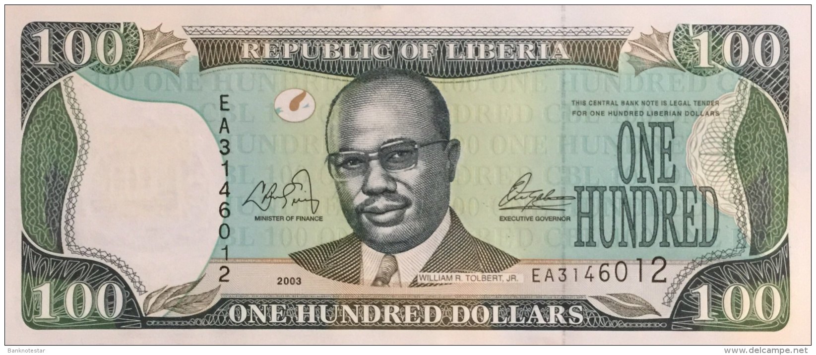 Liberia 100 Dollars, P-30a (2003) - UNC - Liberia