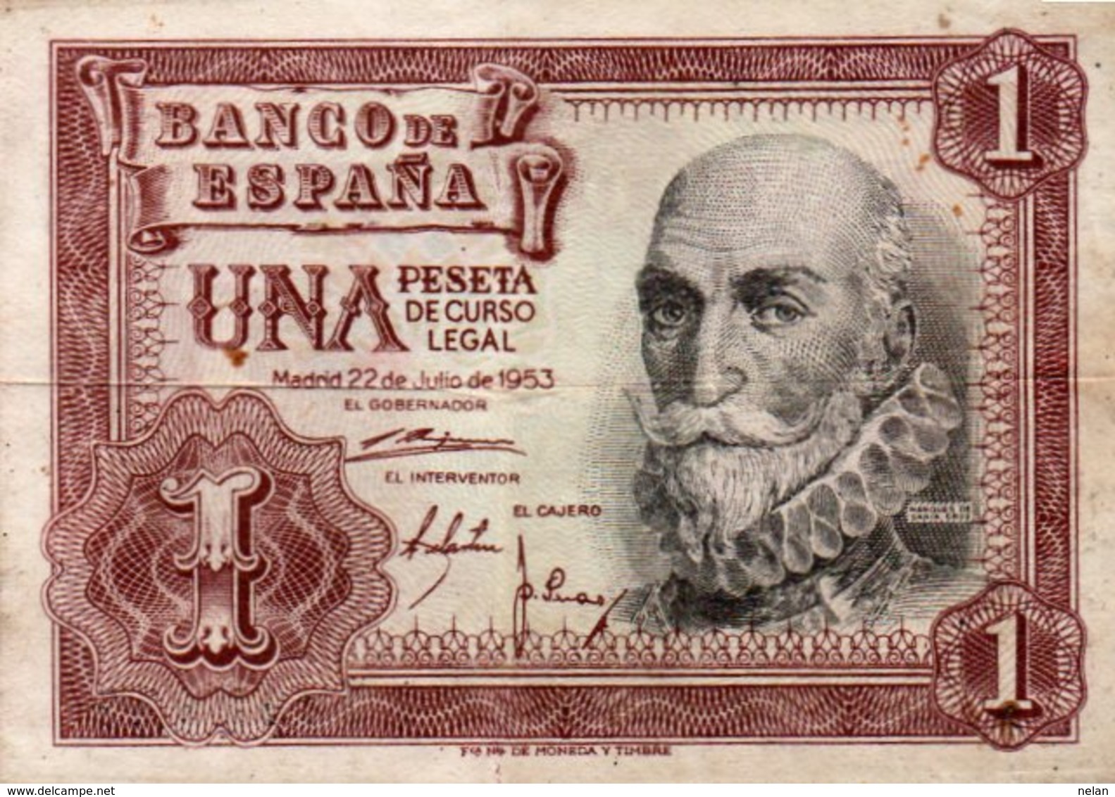 SPAGNA-ESPANA-1 PESETA 1953 P-144 - 1-2 Pesetas