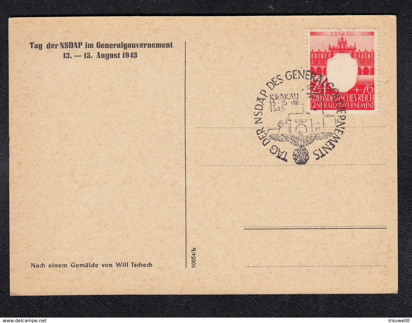 Tag Der NSDAP Soldat Mit Gefallenem / SSt Krakau Generalgouvernement - War 1939-45