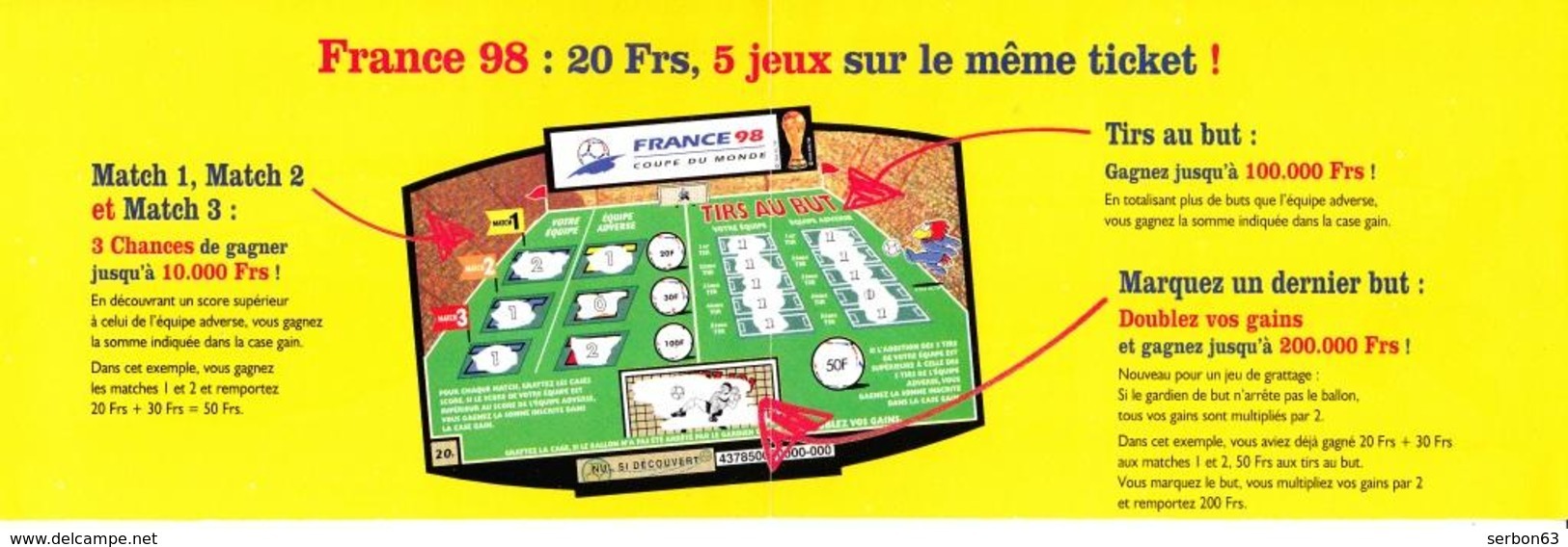 LOT DE 10 FLYERS FDJ FRANCAISE DES JEUX NEUFS 2 VOLETS 15cmX10cmX2 FRANCE 98 LES VAINQUEURS SERONT LES GRATT - Serbon63 - Publicités