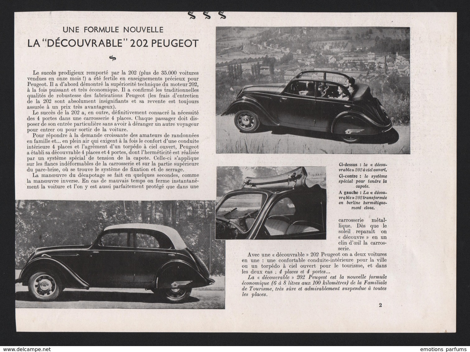 Pub Papier  1939 Automobile Voiture  PEUGEOT 202 Automobiles - Publicités