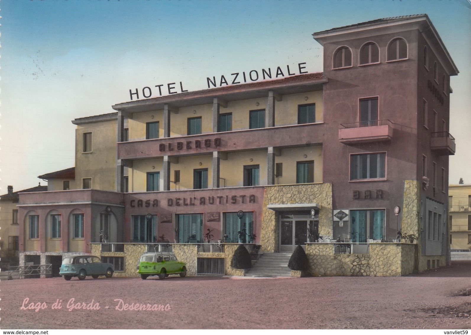 DESENZANO-BRESCIA-LAGO DI GARDA-HOTEL =NAZIONALE=-CARTOLINA VERA FOTOGRAFIA-VIAGGIATA IL 6-7-1962 - Brescia