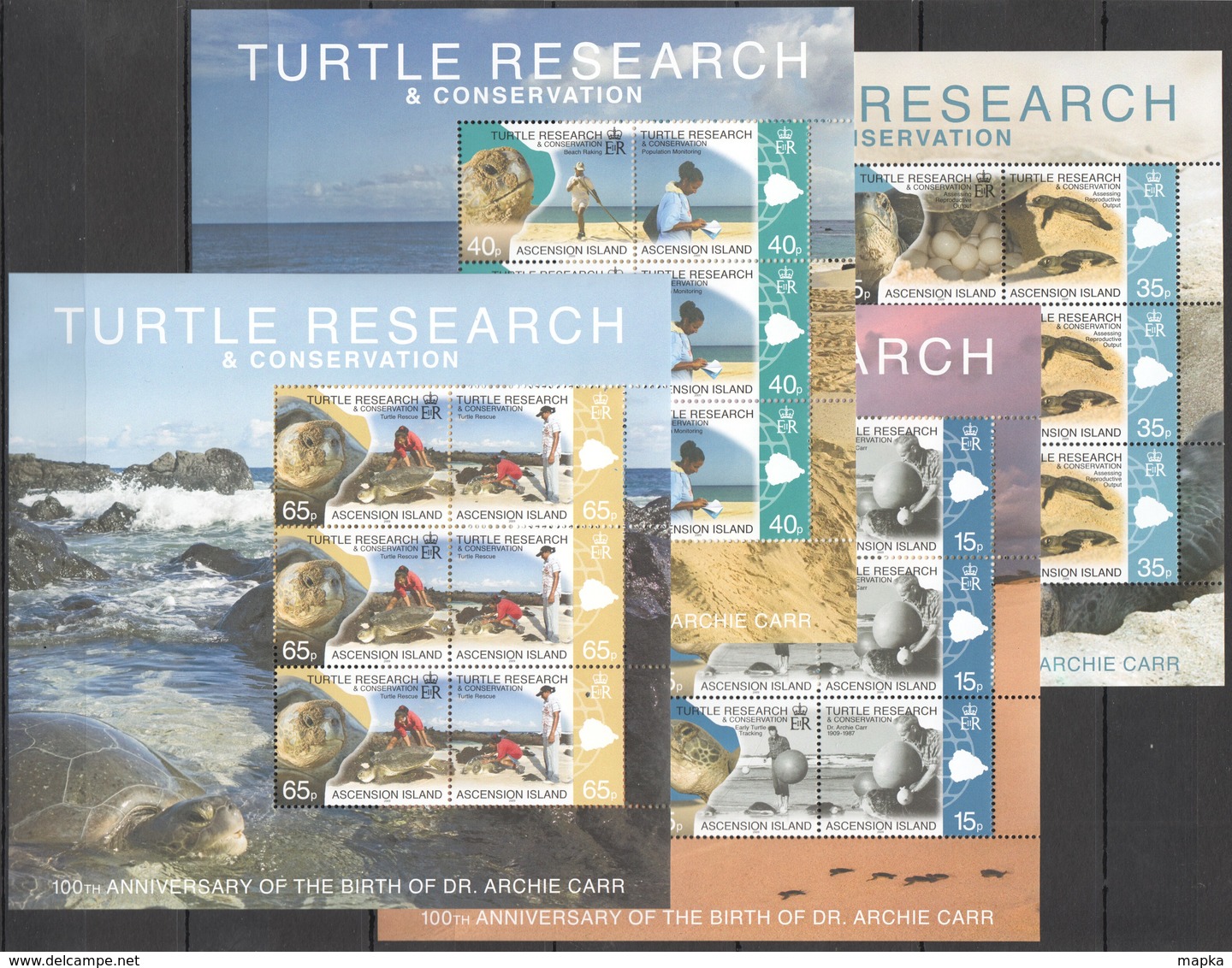 QQ236 2009 ASCENSION ISLAND FAUNA TURTLE RESEARCH !!! MICHEL 36 EURO 4KB MNH - Tortugas