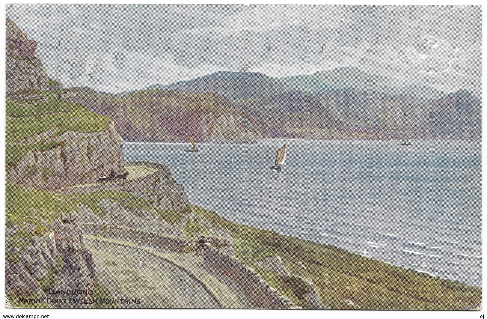 Llandudno Marine Drive & Welsh Mountains By A R Quinton - Salmon 1071 Postmark 1954 - Quinton, AR