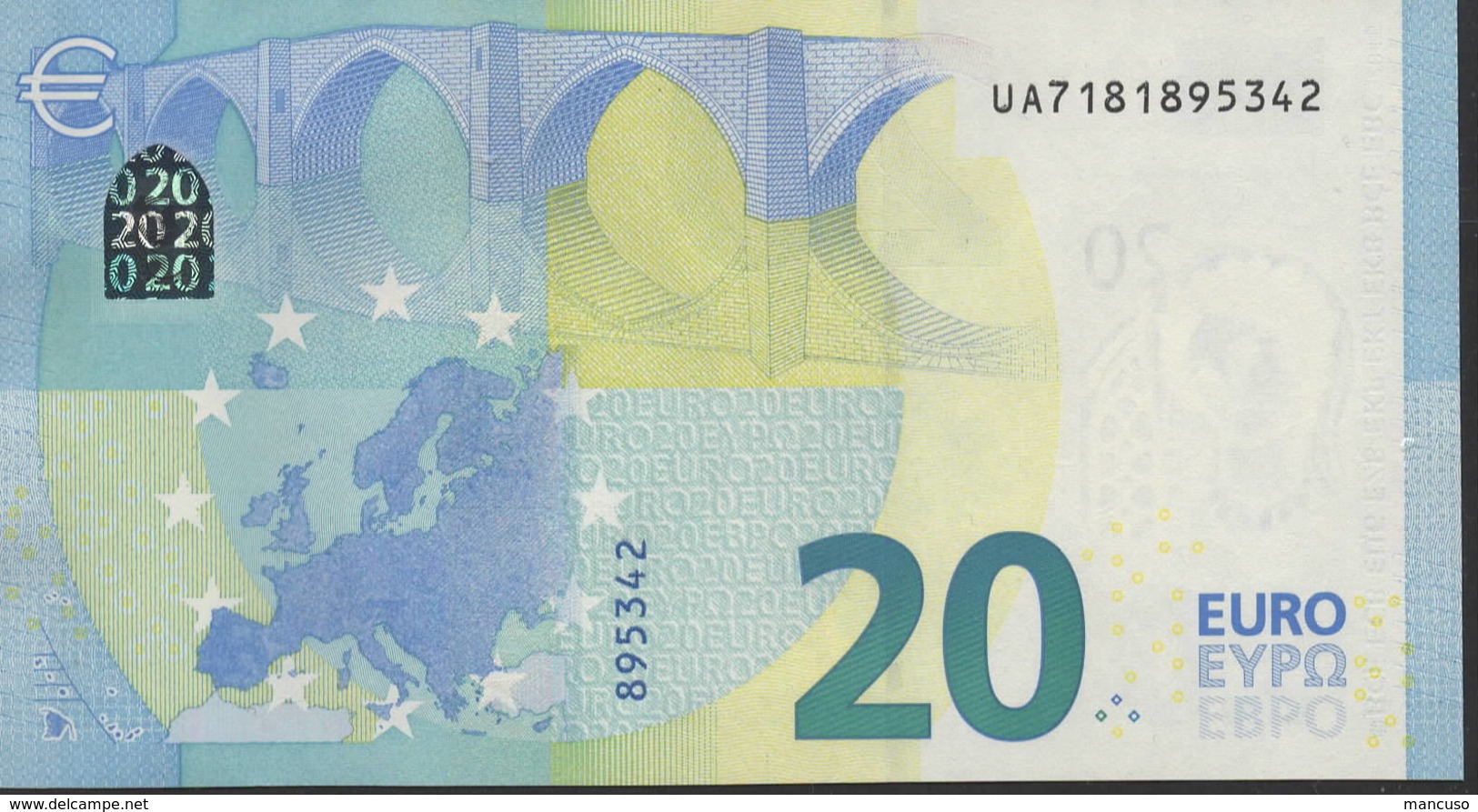 € 20  FRANCE  UA U010  "18"  DRAGHI  UNC - 20 Euro