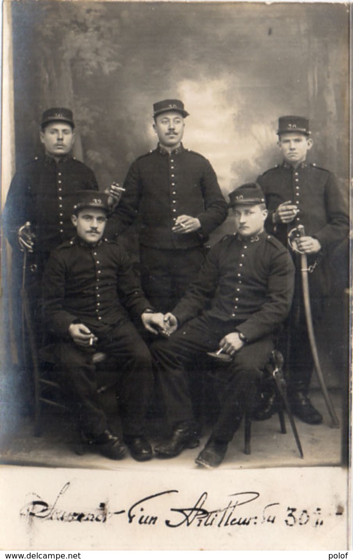 Carte Photo Non Localisée - Groupe De Soldats - 30° Artllerie - Photo Th. Barbier - ORLEANS -  (107953) - Characters