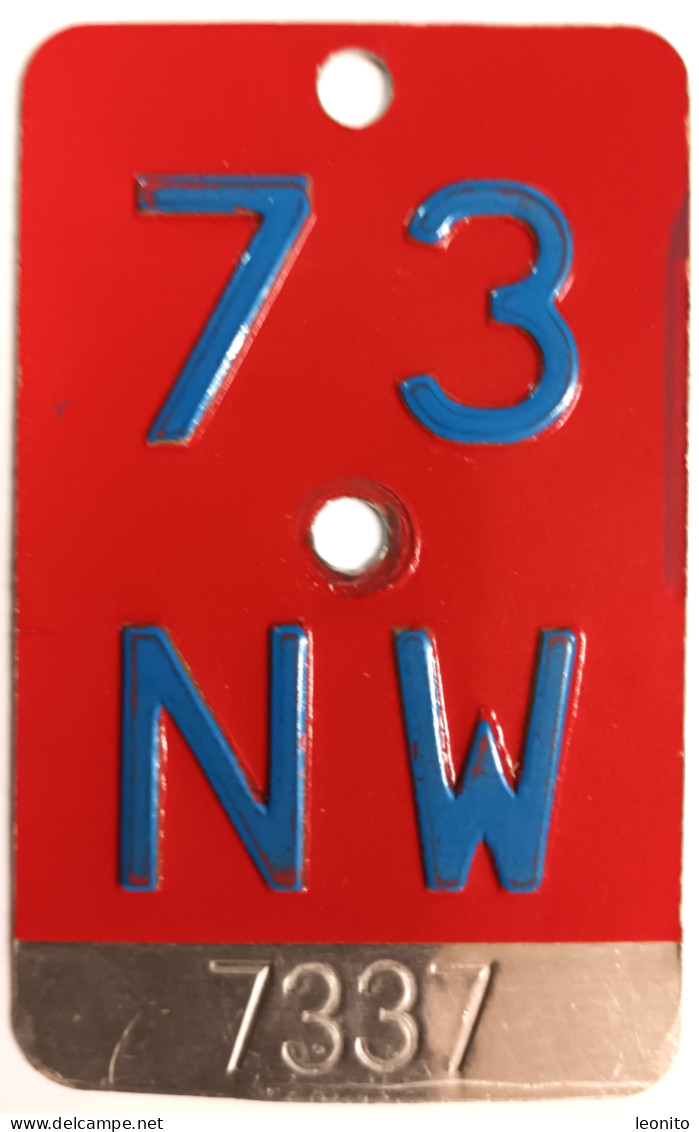 Velonummer Nidwalden NW 73 - Plaques D'immatriculation