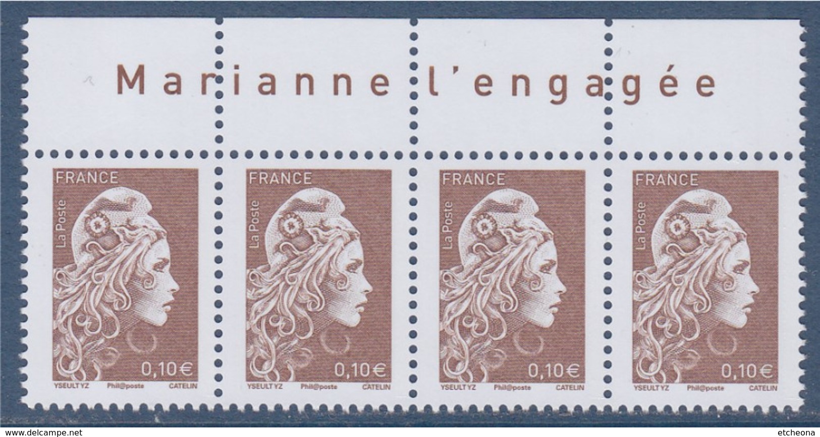 = Marianne L'Engagée 2018 Bloc X4 N°5250 Haut De Feuille 0.10€ Avec La Mention Marianne L'Engagée Neuf Type Gommé - 2018-2023 Marianne L'Engagée