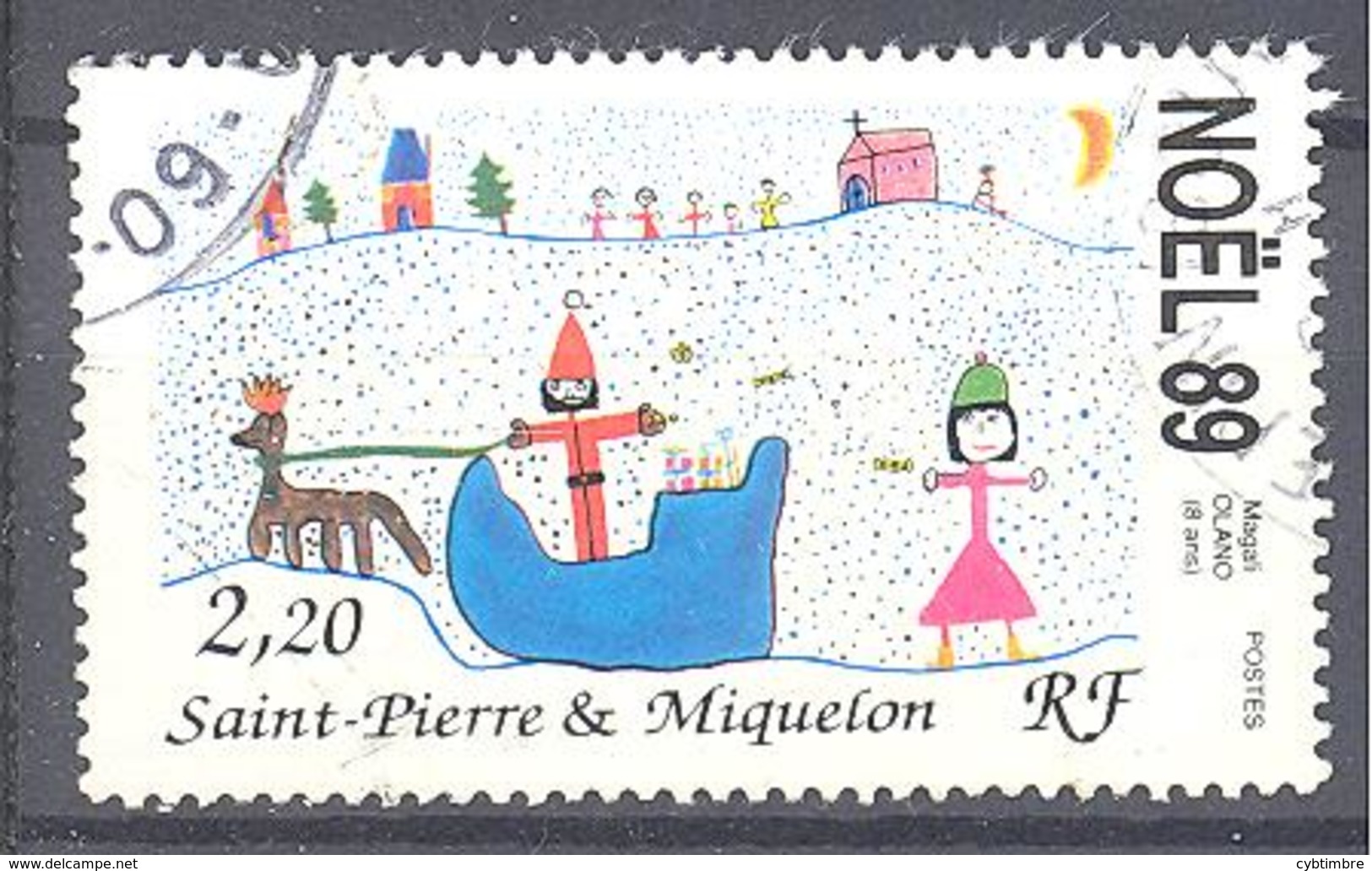 Saint Pierre Et Miquelon: Yvert N° 512°; Noël, Dessin D'enfant - Gebruikt