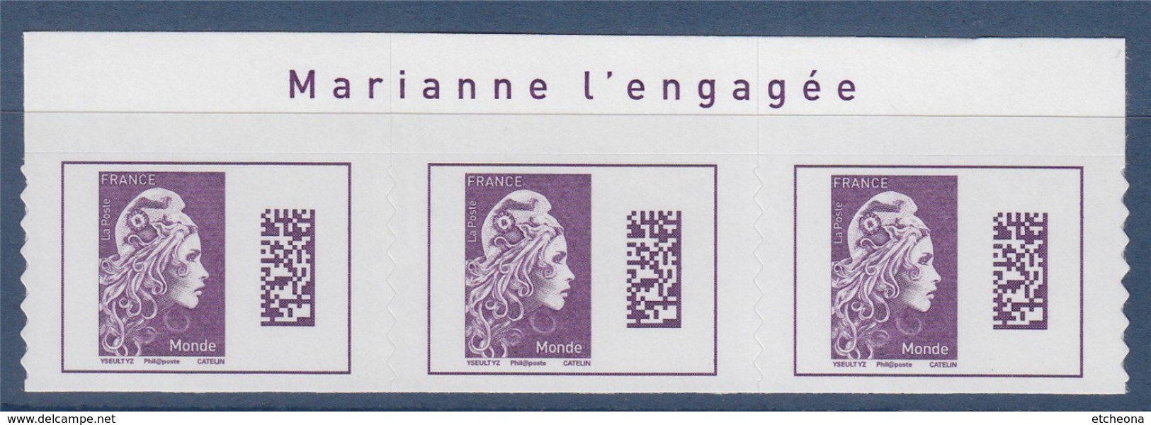 = Marianne L'Engagée 2018 Bloc X3 Haut De Feuille Monde N°1604 Avec La Mention Marianne L'Engagée Neuf Type Adhésif - 2018-2023 Marianne L'Engagée