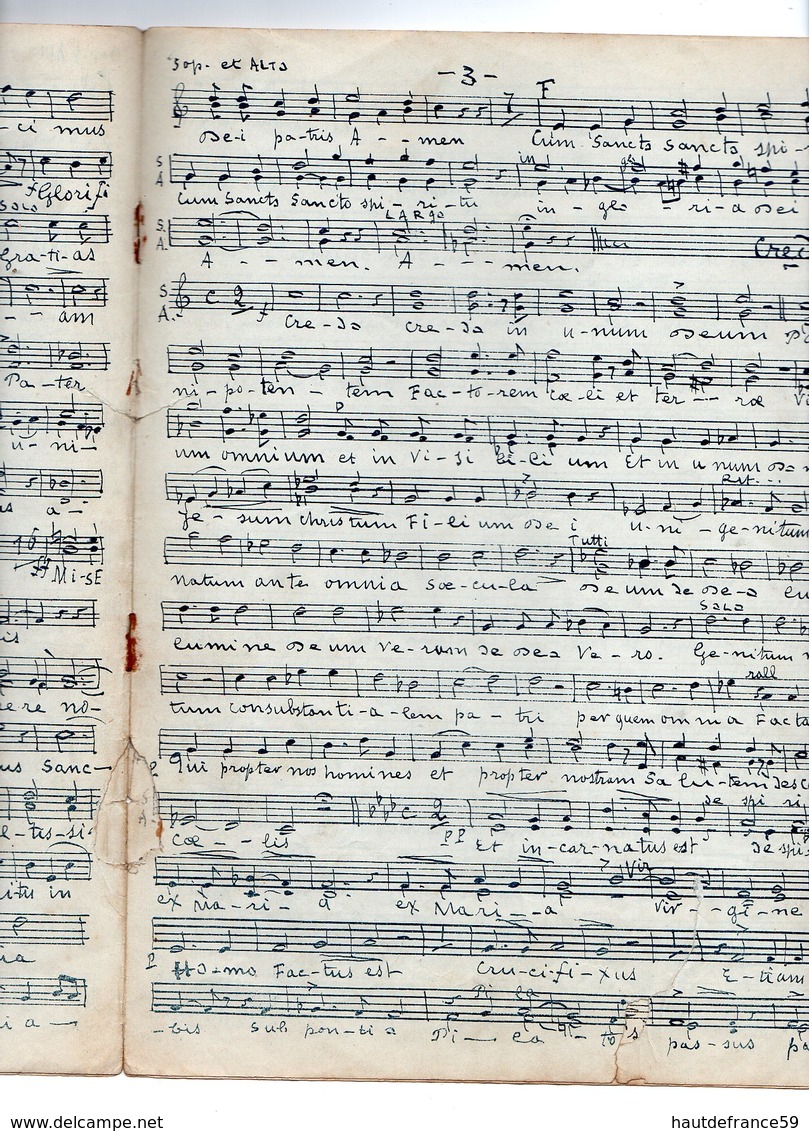 PARTITION  Messe Solennelle Pour 4 Voix Mixtes Acc Orchestre & Orgue  Par Henri PEERS Organiste De Notre Dame Roubaix - Canto (corale)