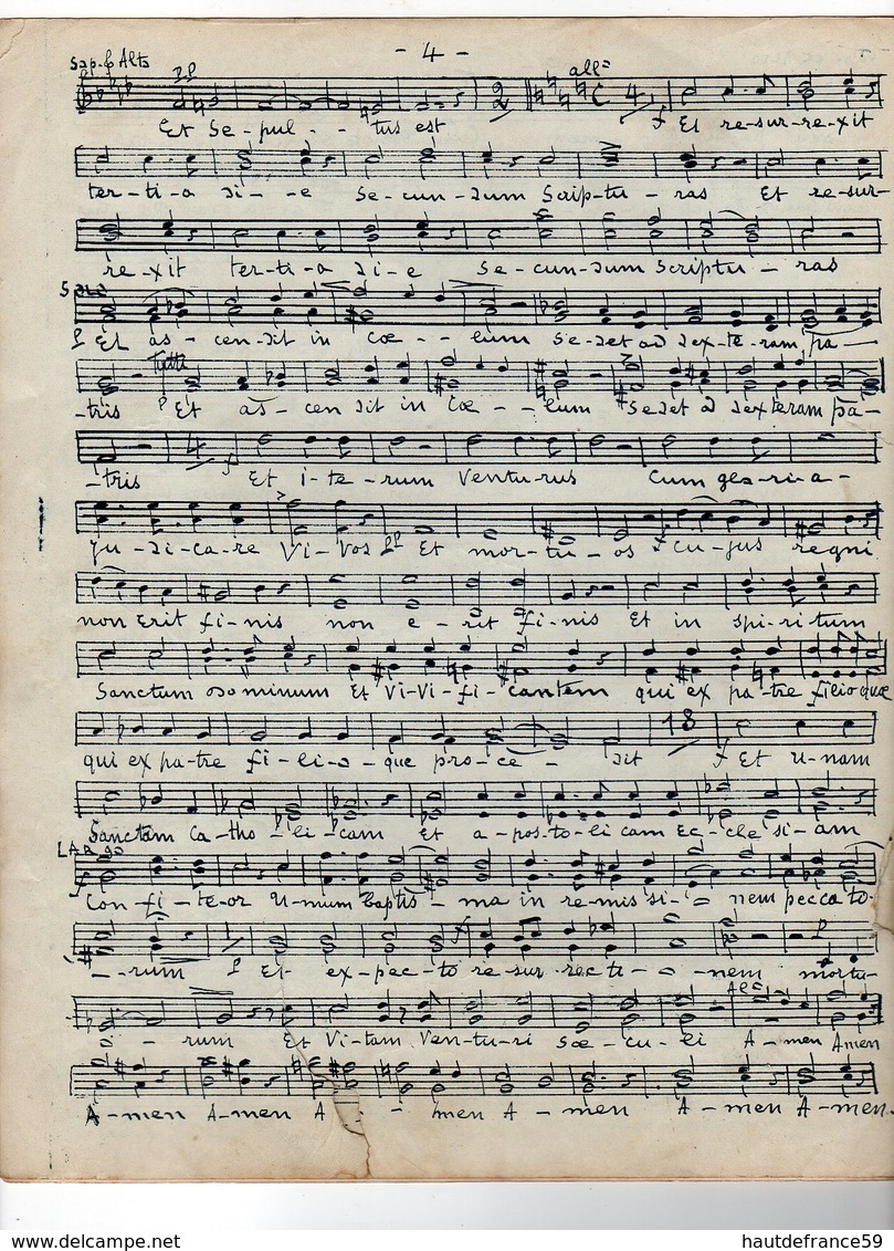 PARTITION  Messe Solennelle Pour 4 Voix Mixtes Acc Orchestre & Orgue  Par Henri PEERS Organiste De Notre Dame Roubaix - Canto (corale)