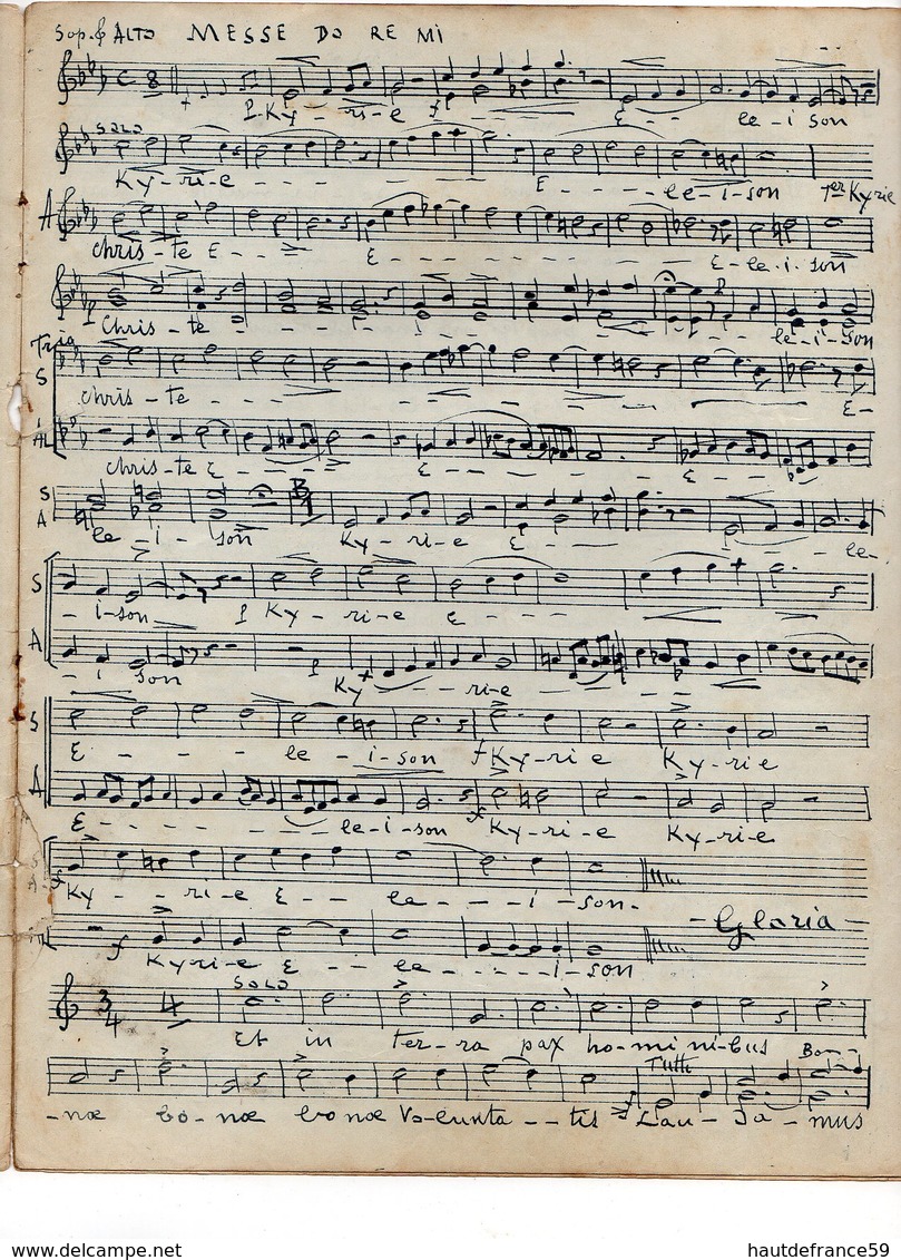 PARTITION  Messe Solennelle Pour 4 Voix Mixtes Acc Orchestre & Orgue  Par Henri PEERS Organiste De Notre Dame Roubaix - Canto (corale)