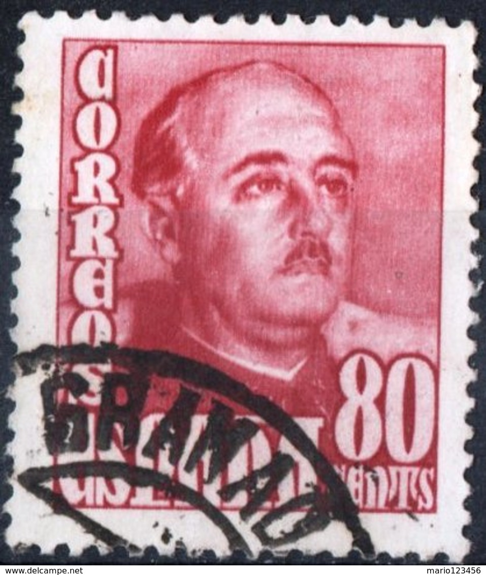 SPAGNA, SPAIN, ESPANA, ESPAGNE, COMMEMORATIVO, GENERALE FRANCO, 1954, USATI  YT 773A   Scott 803 - Usati