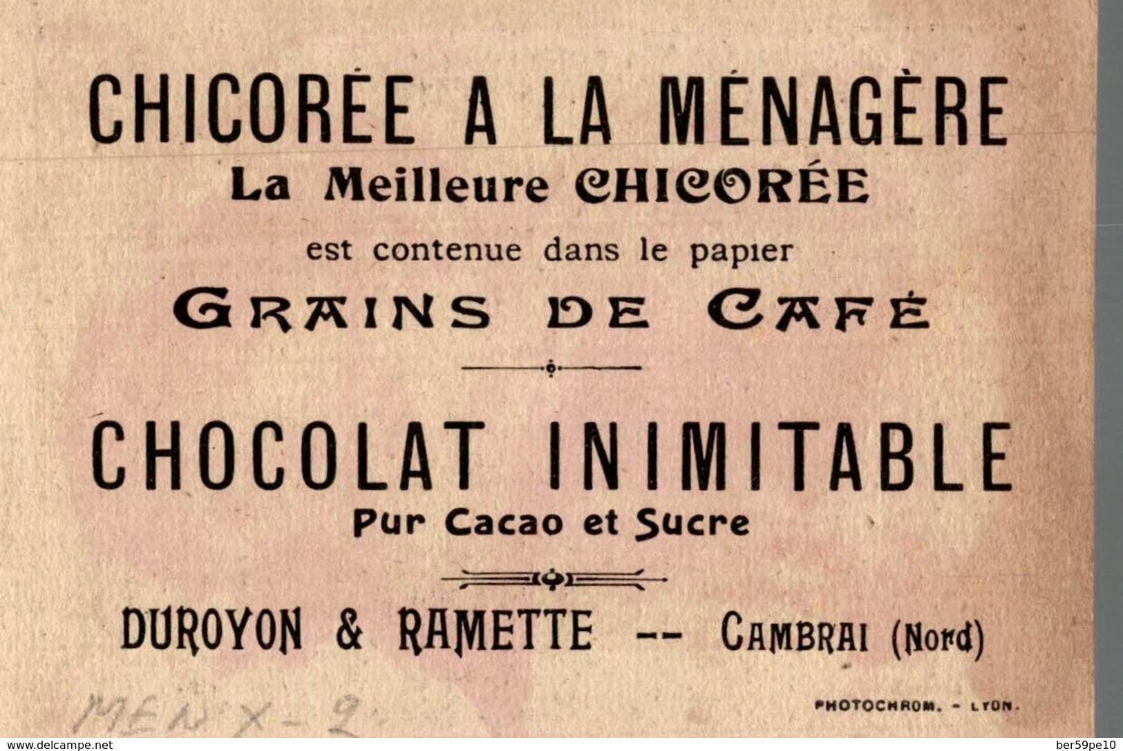 CHROMO CHICOREE  A LA MENAGERE DUROYON & RAMETTE CAMBRAI  MIREILLE - Duroyon & Ramette