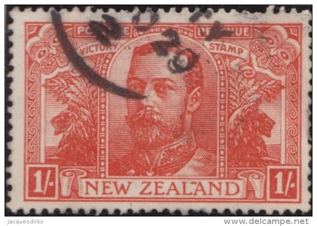 NZ    .     SG   .   458     .   1920       Single Lined NZ And Star Close Together    .    O   .    Cancelled - Used Stamps