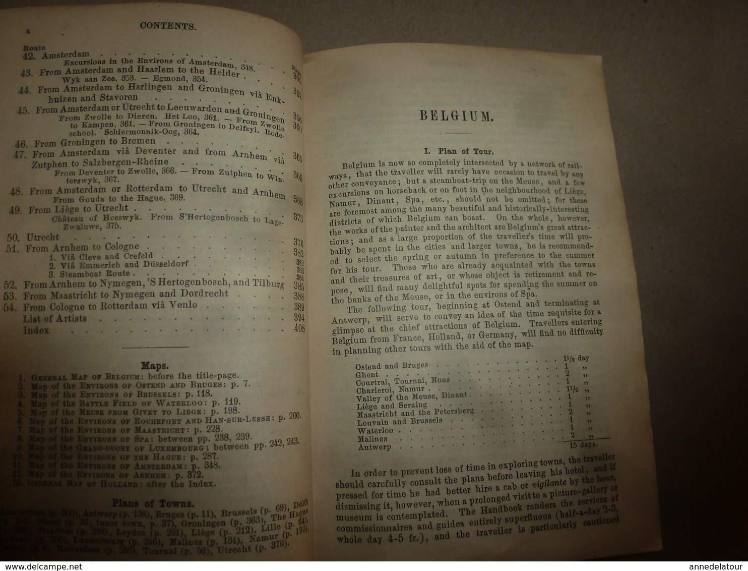 1894  BELGIQUE et HOLLANDE (Belgium and Holland) Handbook for Travellers (Livre de poche pour Voyageurs) par BAEDEKER