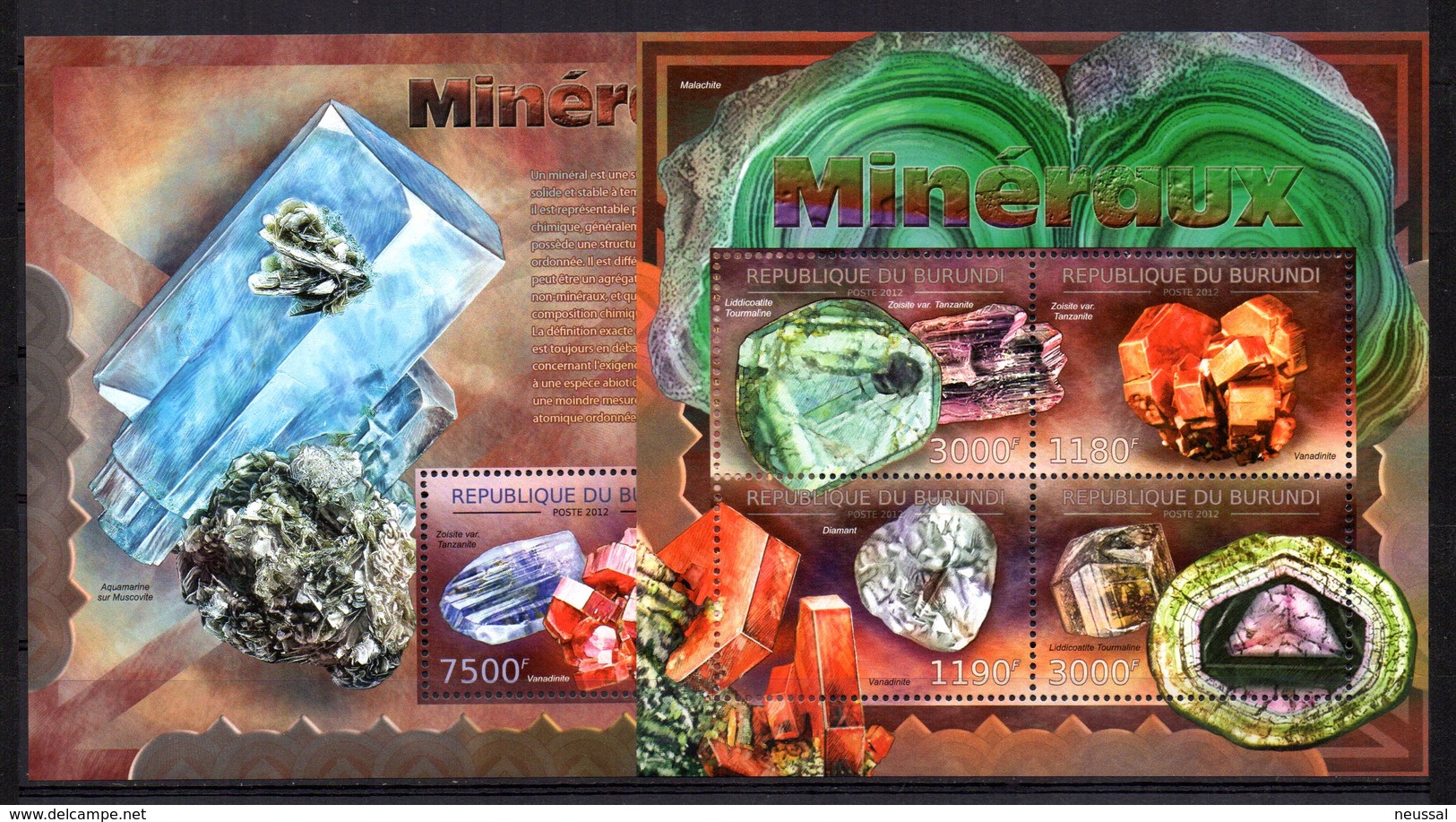 Serie De Minerales + Hb Minerales  De Burundi 2012 - Minerales