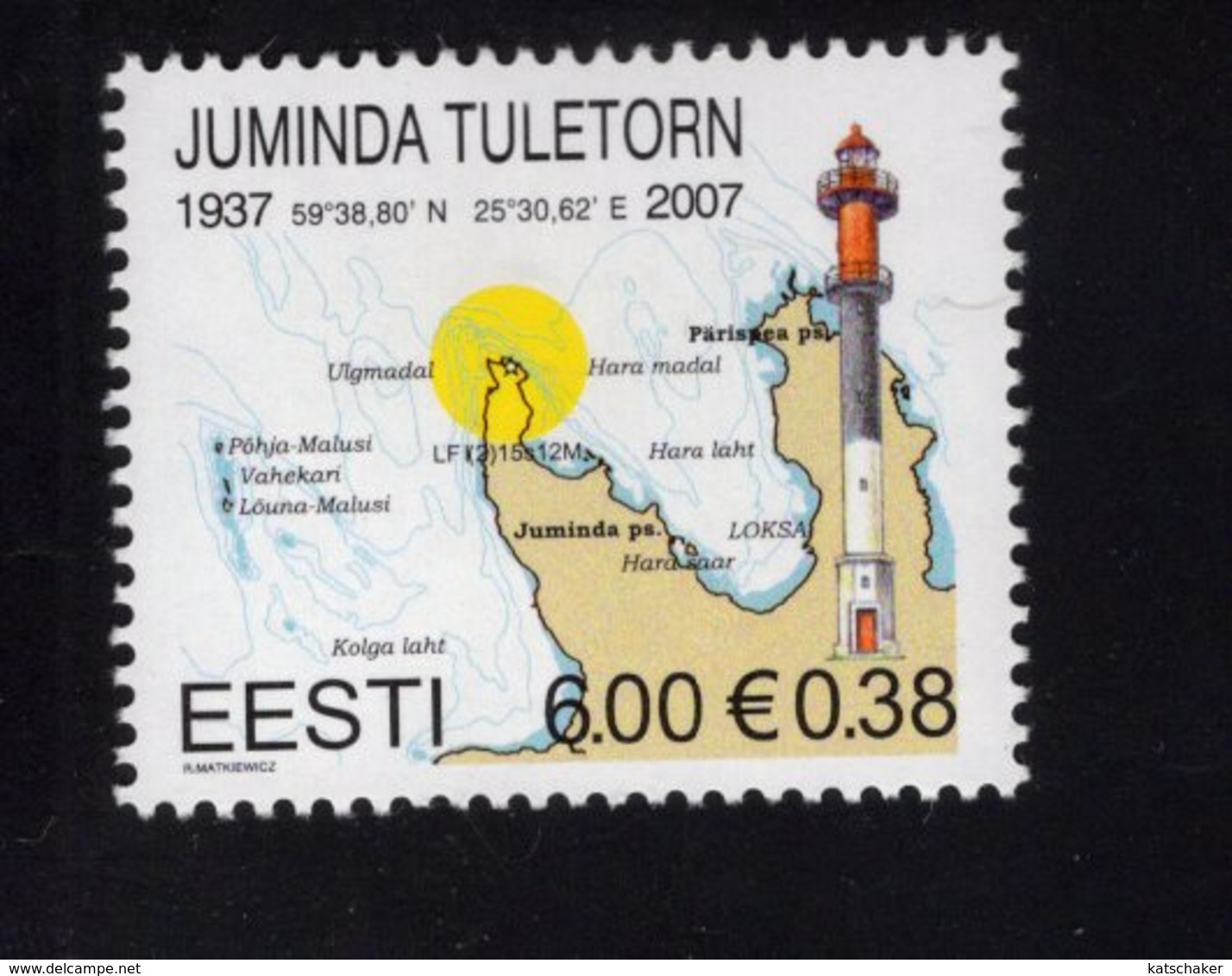613870207 ESTLAND ESTONIA 2007 ** MNH  SCOTT 564 LIGHTHOUSE - Estonie