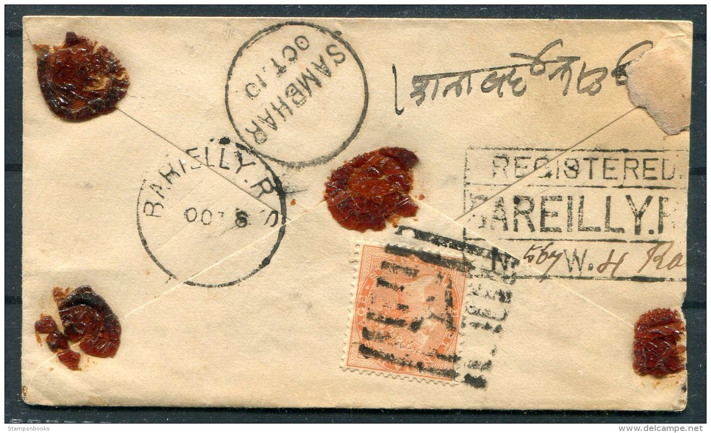 India Registered Stationery Cover. Bareilly Barielly R.S. Sambhar - 1882-1901 Empire