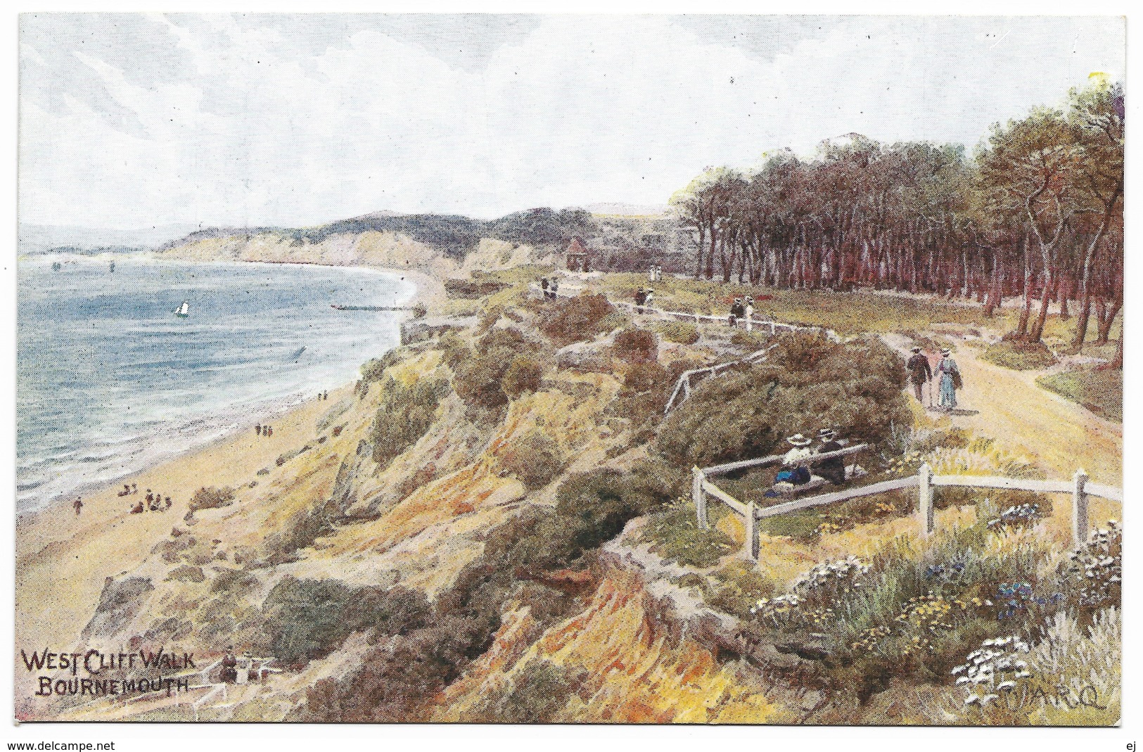 West Cliff Walk Bournemouth By A R Quinton - Unused C1915 - J Salmon 921 - Quinton, AR