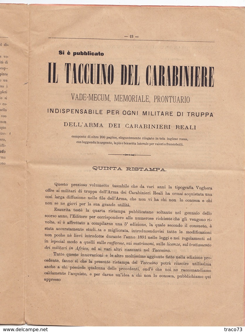 CARABINIERI REALI  /  Biografia Del Cav. Bergia Chiaffredo Capitano Nei Carabinieri Reali _  Roma 1892 - Libri Antichi