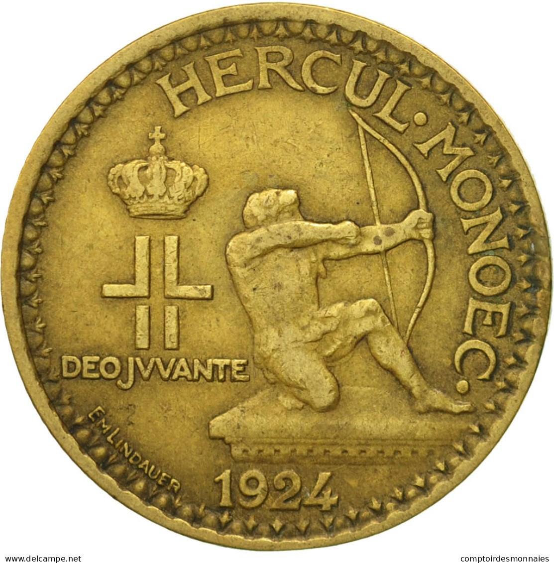 Monnaie, Monaco, Louis II, Franc, 1924, Poissy, TTB, Aluminum-Bronze - 1922-1949 Louis II