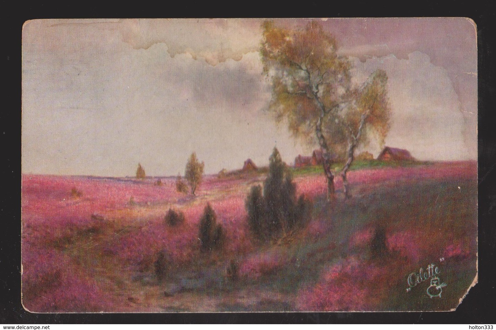 Landscape Probably German - Used 1914 In USA - Staining & Missing Corner - Paintings