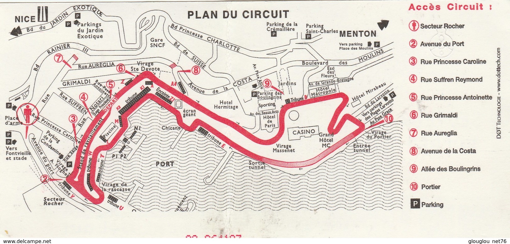 TICKET D'ENTREE...PLACEMENT DEBOUT...SECTEUR ROCHER 2002   FORMULA 1 WORLD   MONACO - Tickets D'entrée