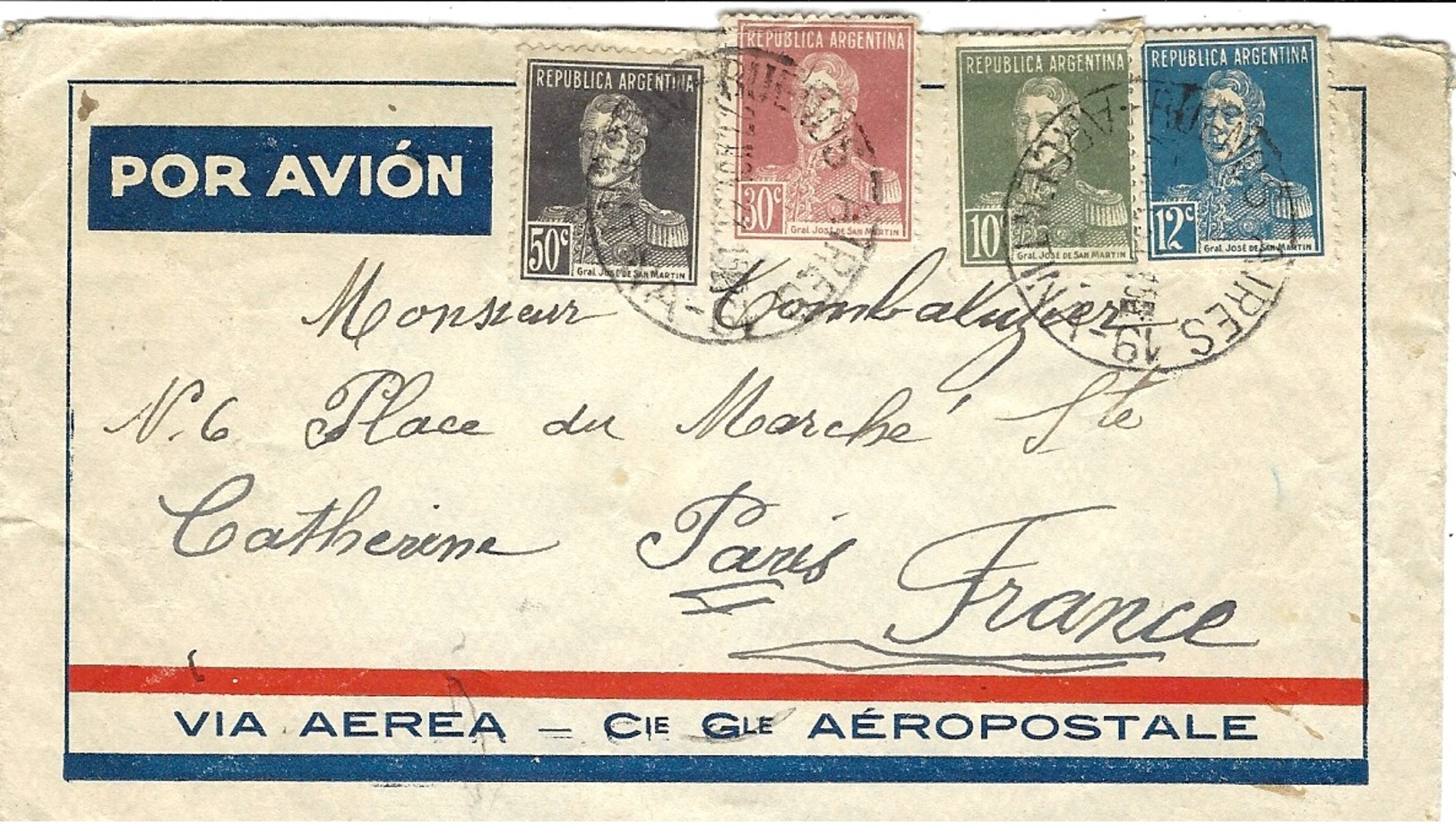 1931- AEROPOSTALE Cover From B A  To Paris - Lettres & Documents