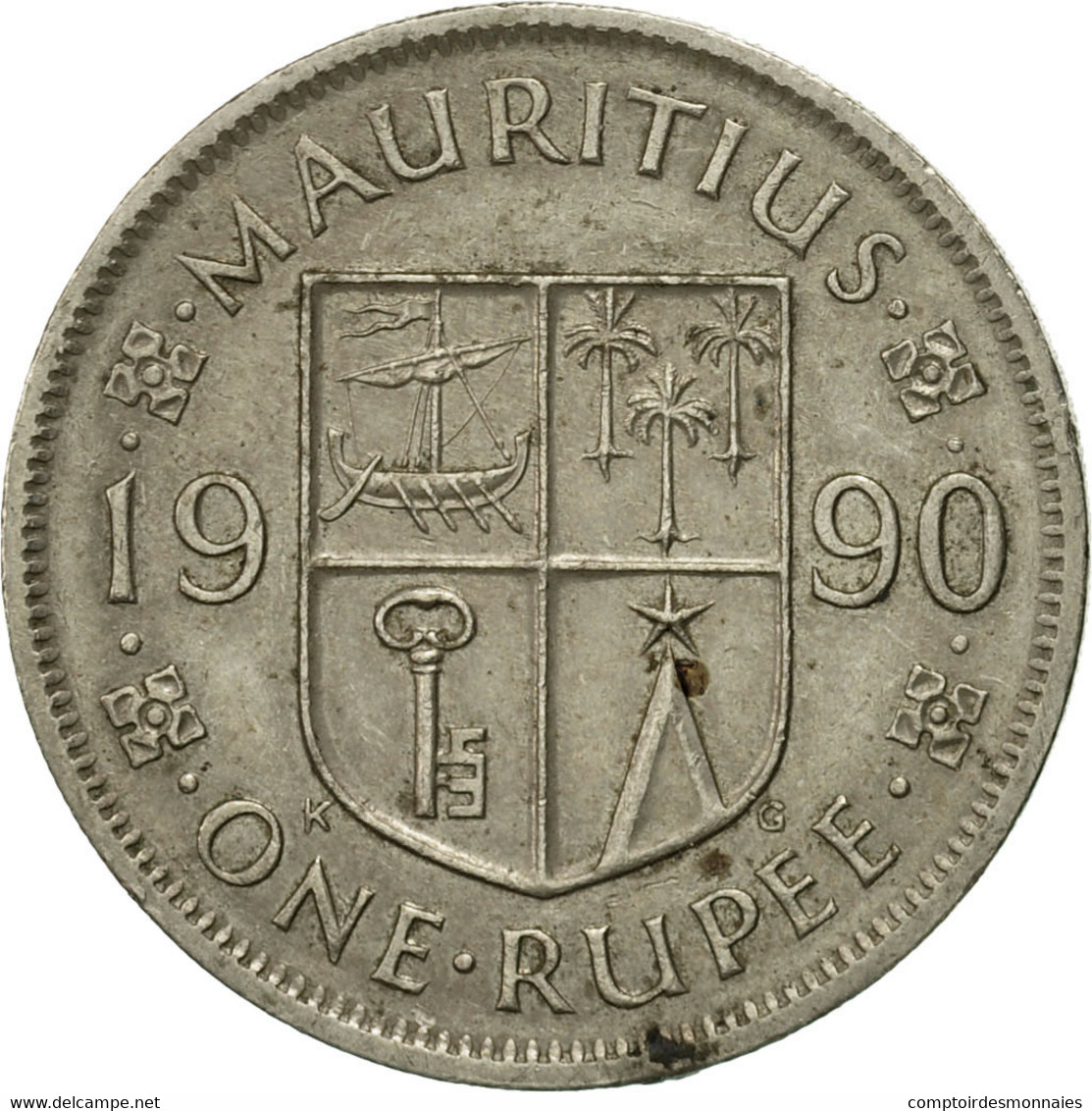 Monnaie, Mauritius, Rupee, 1990, TB+, Copper-nickel, KM:55 - Mauricio