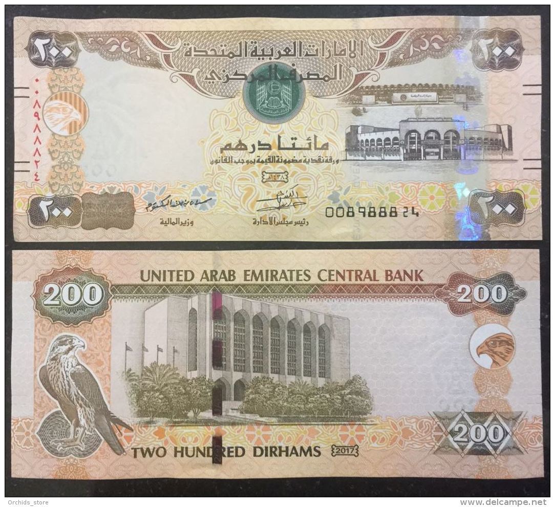 UNITED ARAB EMIRATES UAE NEW 200 Dirhams, AED, 2017 (2018) UNC Banknote - Ver. Arab. Emirate