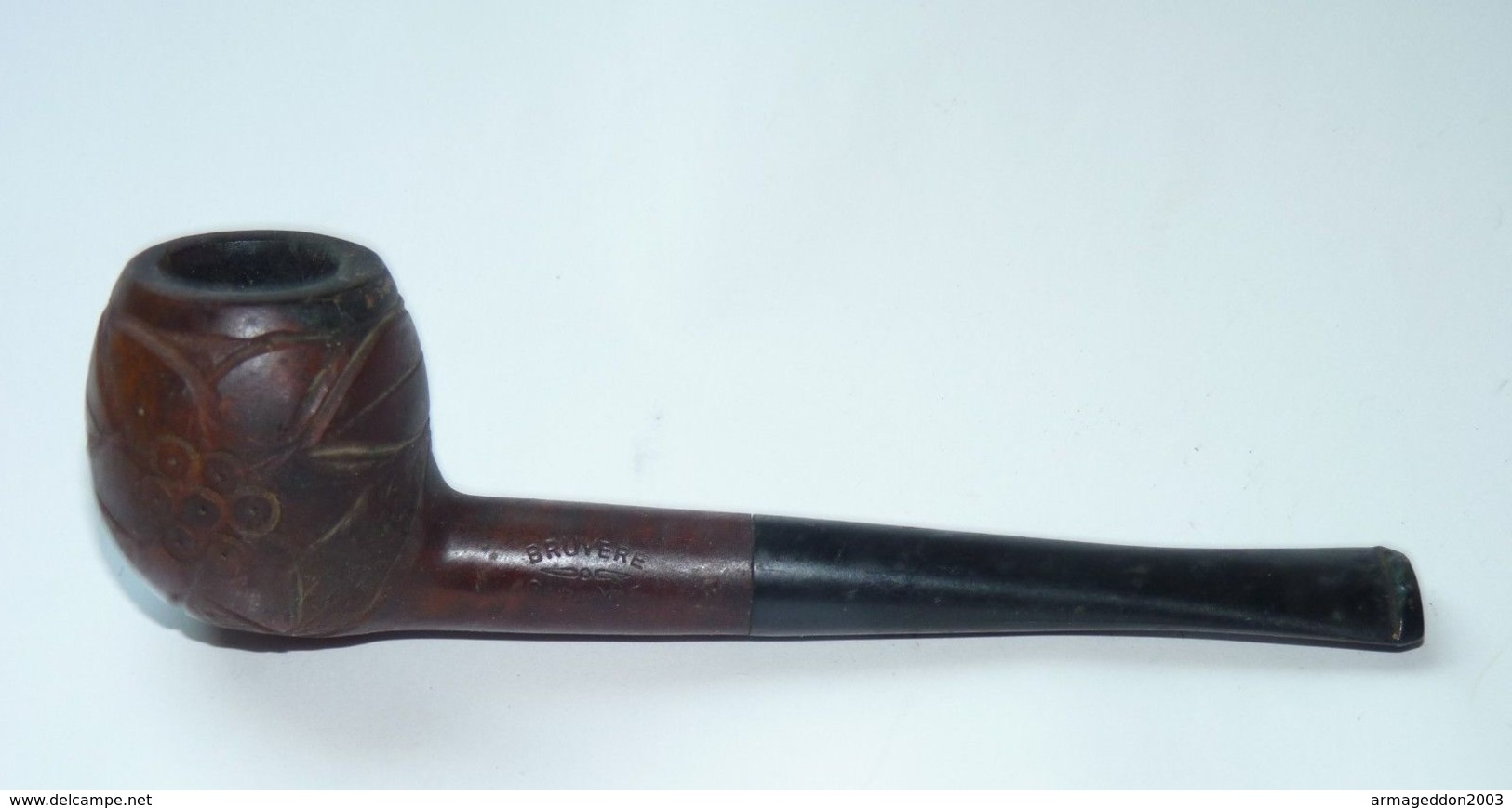 ANCIENNE VINTAGE PIPE DE BRUYERE GARANTIE CISELE DESSIN 14.2 X 3.7 CM    VOIR PHOTOS - Heather Pipes