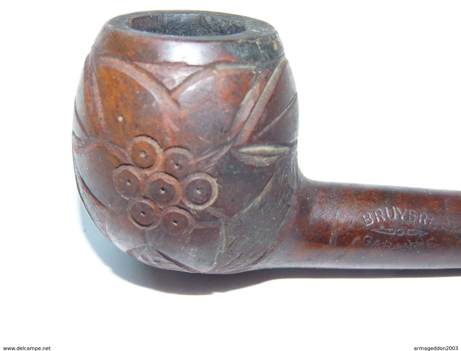 ANCIENNE VINTAGE PIPE DE BRUYERE GARANTIE CISELE DESSIN 14.2 X 3.7 CM    VOIR PHOTOS - Bruyerepfeifen