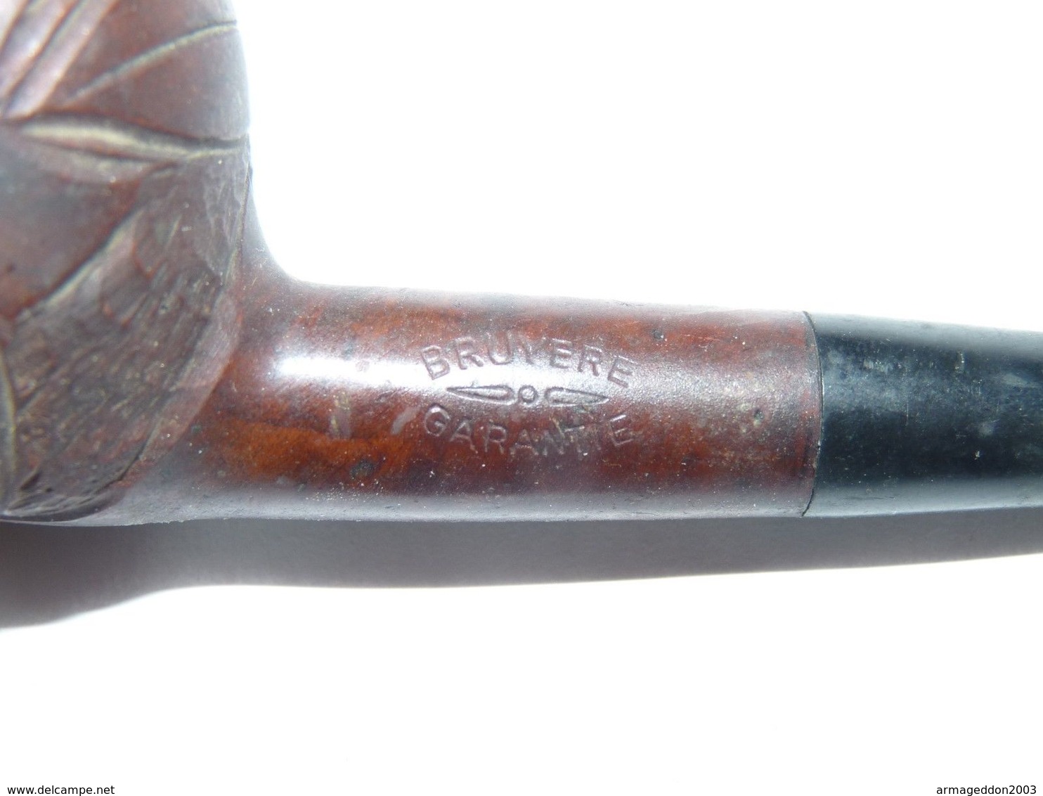 ANCIENNE VINTAGE PIPE DE BRUYERE GARANTIE CISELE DESSIN 14.2 X 3.7 CM    VOIR PHOTOS - Pipes En Bruyère