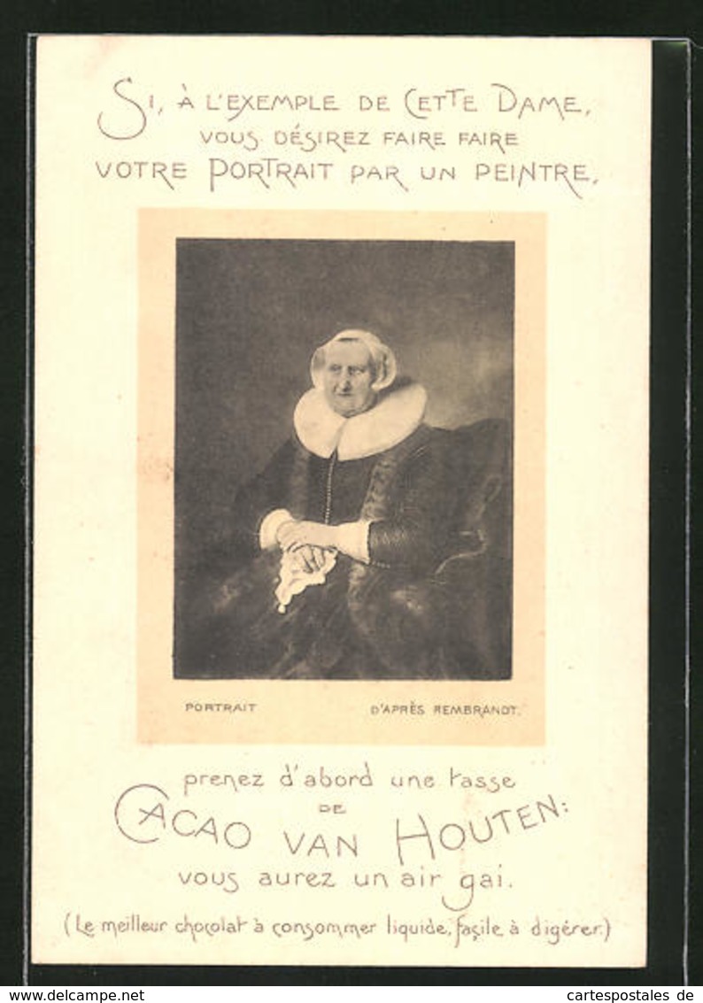 Sammelbild Cacao Van Houten, Portrait De D'Apres Nach Rembrandt - Ohne Zuordnung