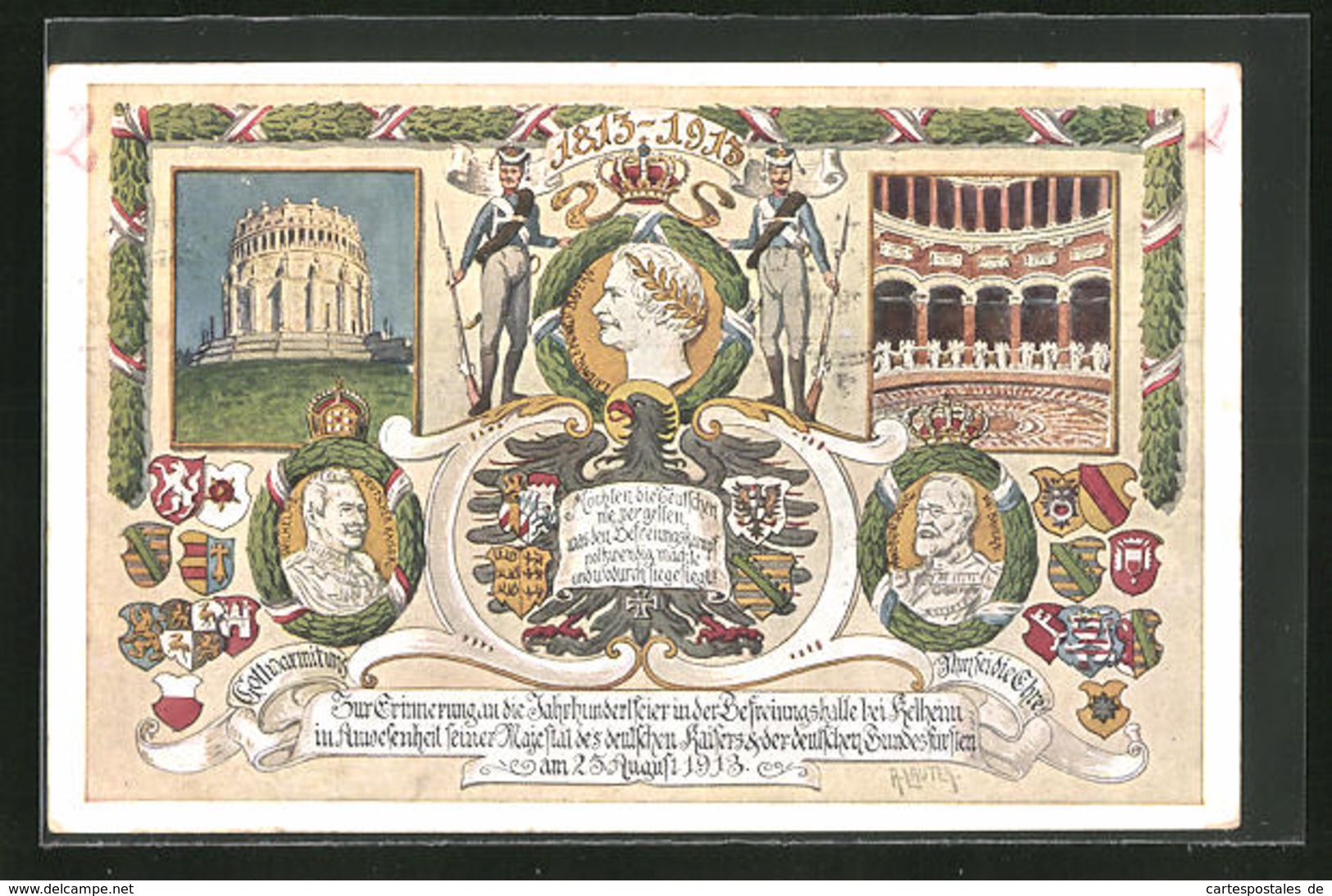 CPA Erinnerung A. Jahrhundertfeier I.d. Befreiungshalle In Anwesendheit König Ludwig III. 1913 - Familles Royales