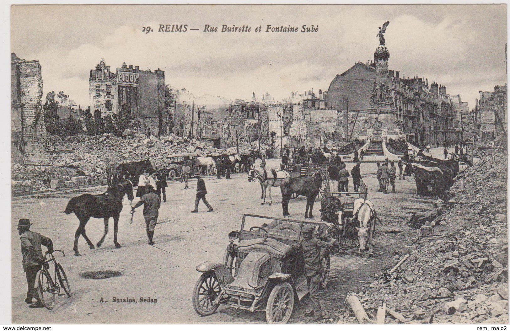 CARTE POSTALE    REIMS 51  Rue Buirette Et Fontaine Subé - Reims