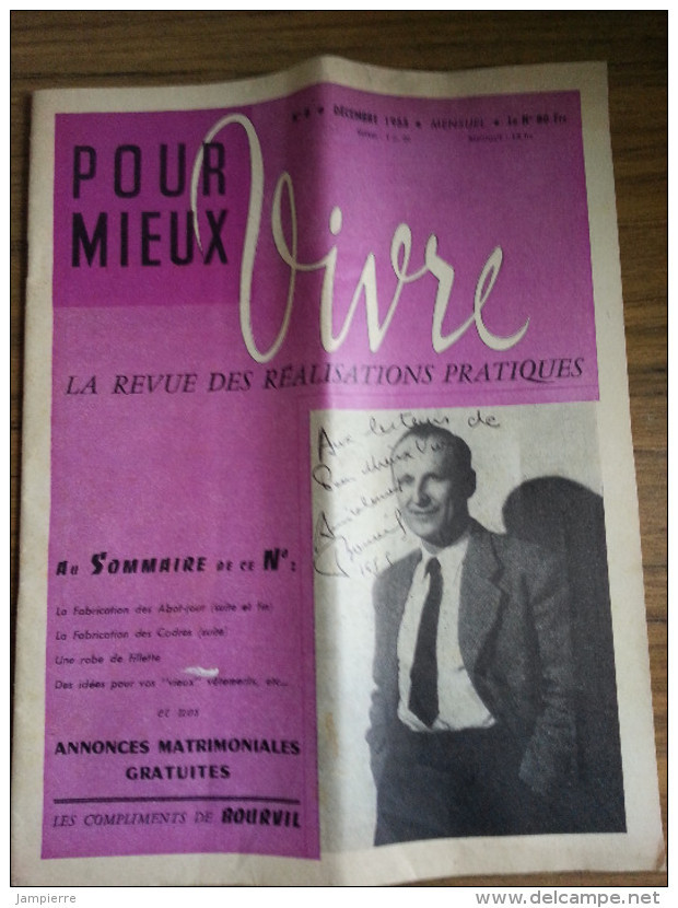 Revue 'Pour Mieux Vivre' - Décembre 1955, N°8 - Bourvil En Couverture - Huis & Decoratie