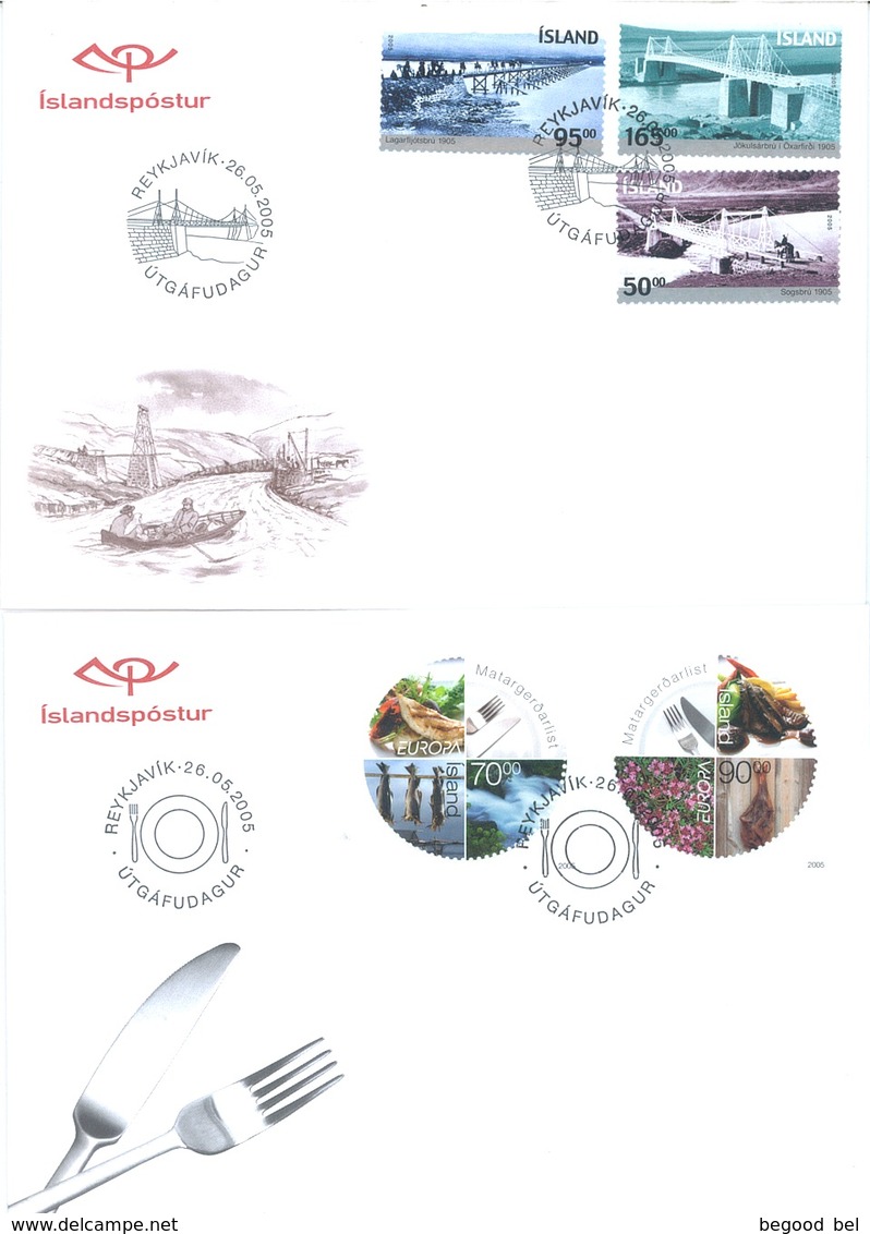 ISLAND  - FDC - YEAR 2005 COMPLETE SET 17 FDC's - Lot 17765 - QUOTTATION  MICHEL 83.00 EUR - Collections, Lots & Séries