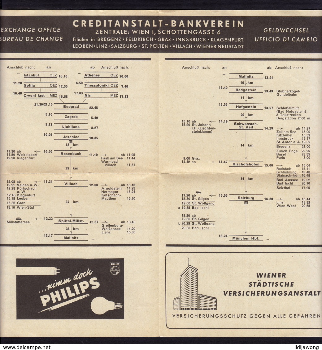 (3 Scans) TAUERN EXPRESS Railway Eisenbahn, Schedule 1958/59 ATHENS MUNCHEN STUTTGART OOSTENDE (see Sales Conditions) - Europe