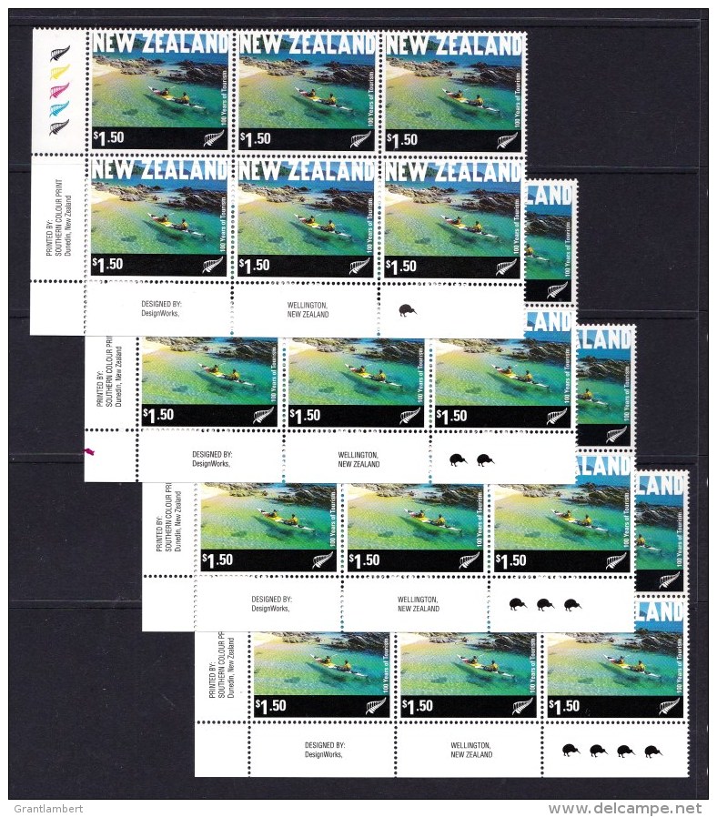 New Zealand 2001 Tourism $1.50 Control Blocks - Four Kiwi Reprints MNH - Unused Stamps