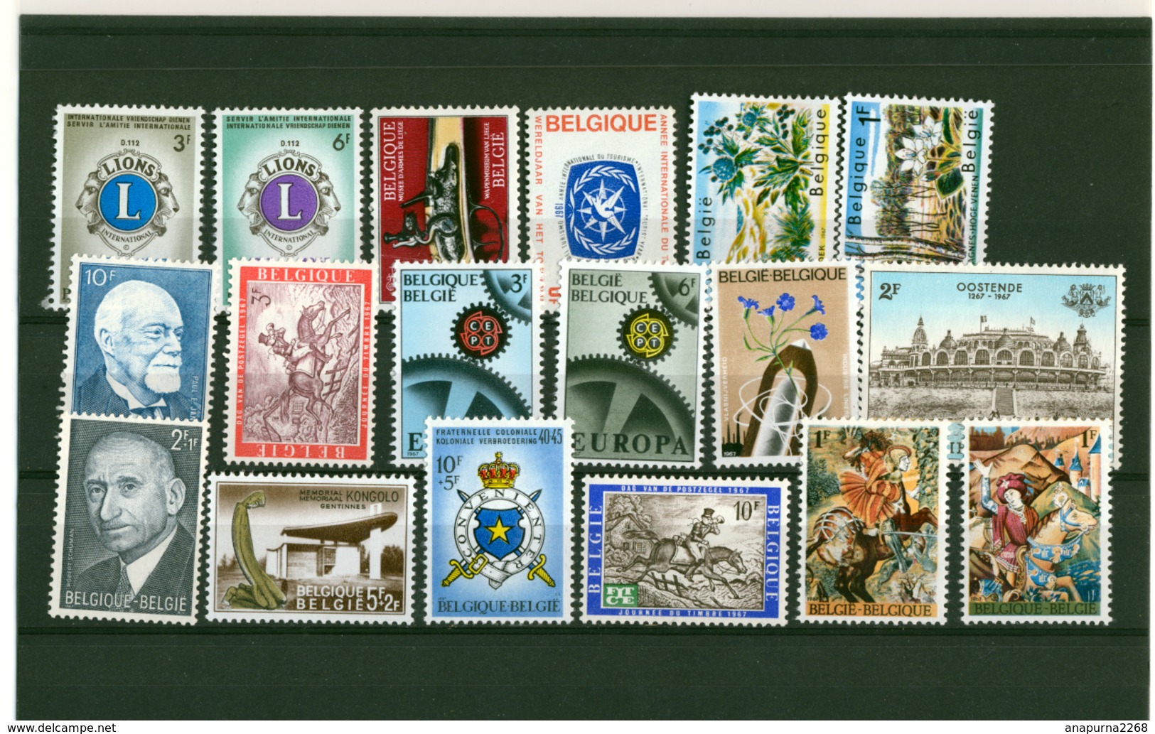 BELGIQUE   1967  ANNÉE COMPLÈTE + FEUILLETS ÉMIS PAR LA POSTE + ENVELOPPE PREMIER JOUR TOURISME - Unused Stamps