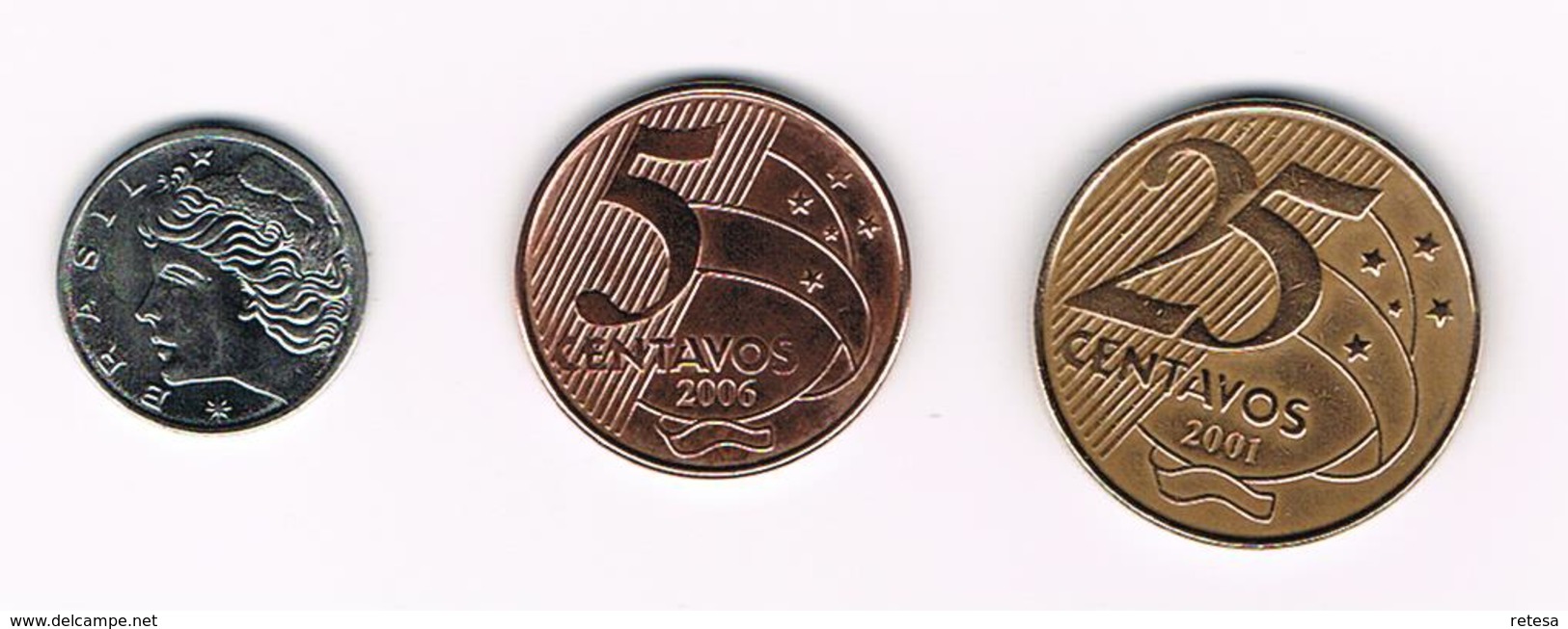 &-   BRAZILIE  1 -5 - 25  CENTAVOS  1975 - 2006 - 2001 - Brasilien